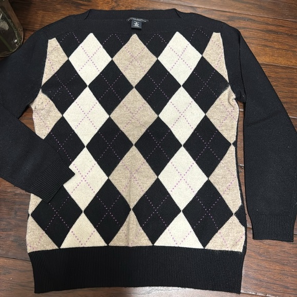 Banana Republic SPetite cashmere argyle 3/4 sweater - Picture 3 of 4